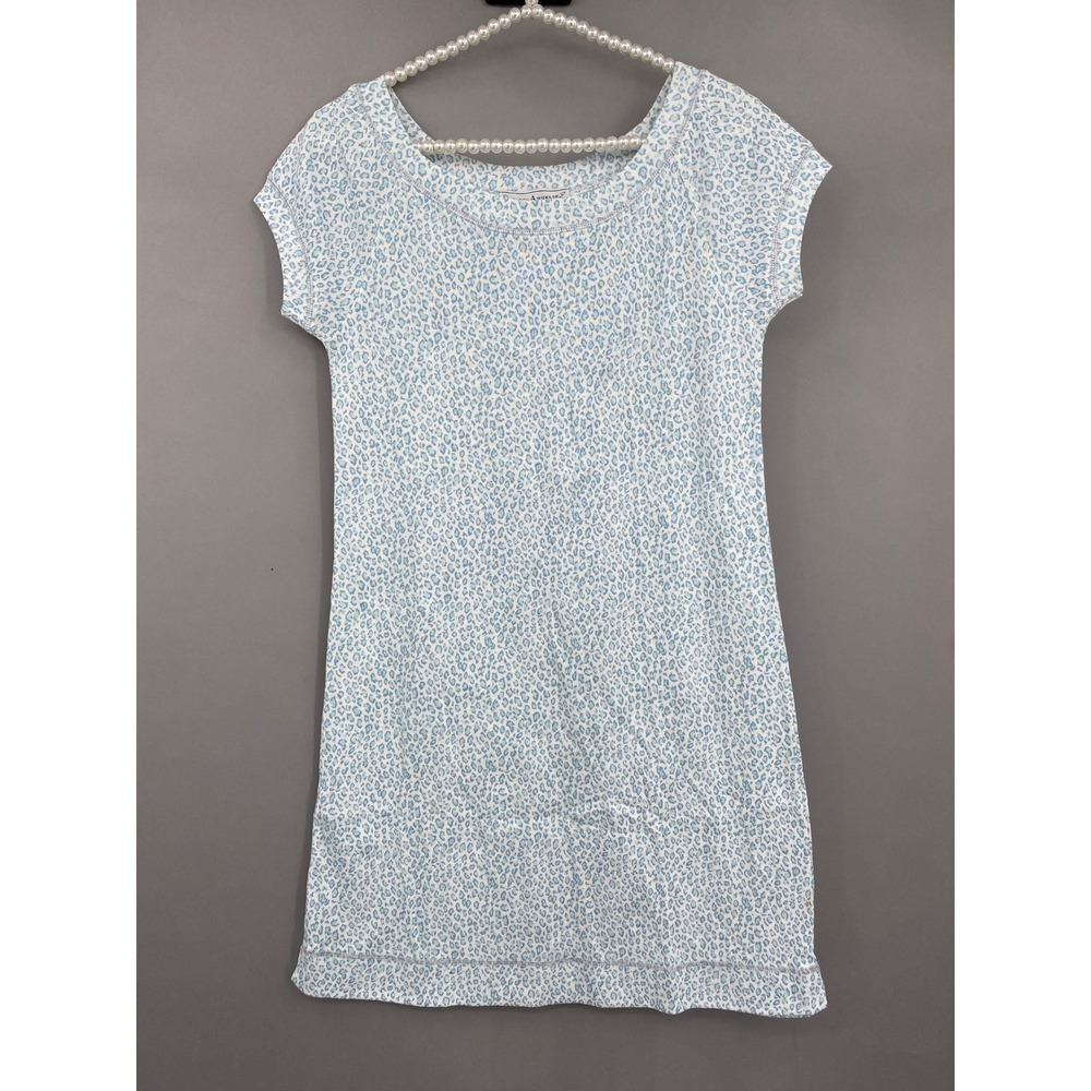 Earth Angels‎ Nightgown Womens Small Blue Leopard Print Cotton Sleepwear Dress